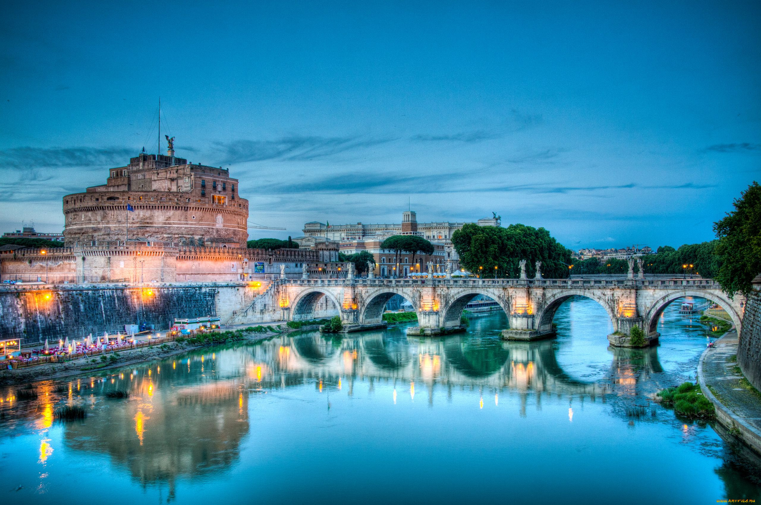 Рим замок ангела Тибр мост